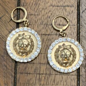 Gold Lion Head Earrings